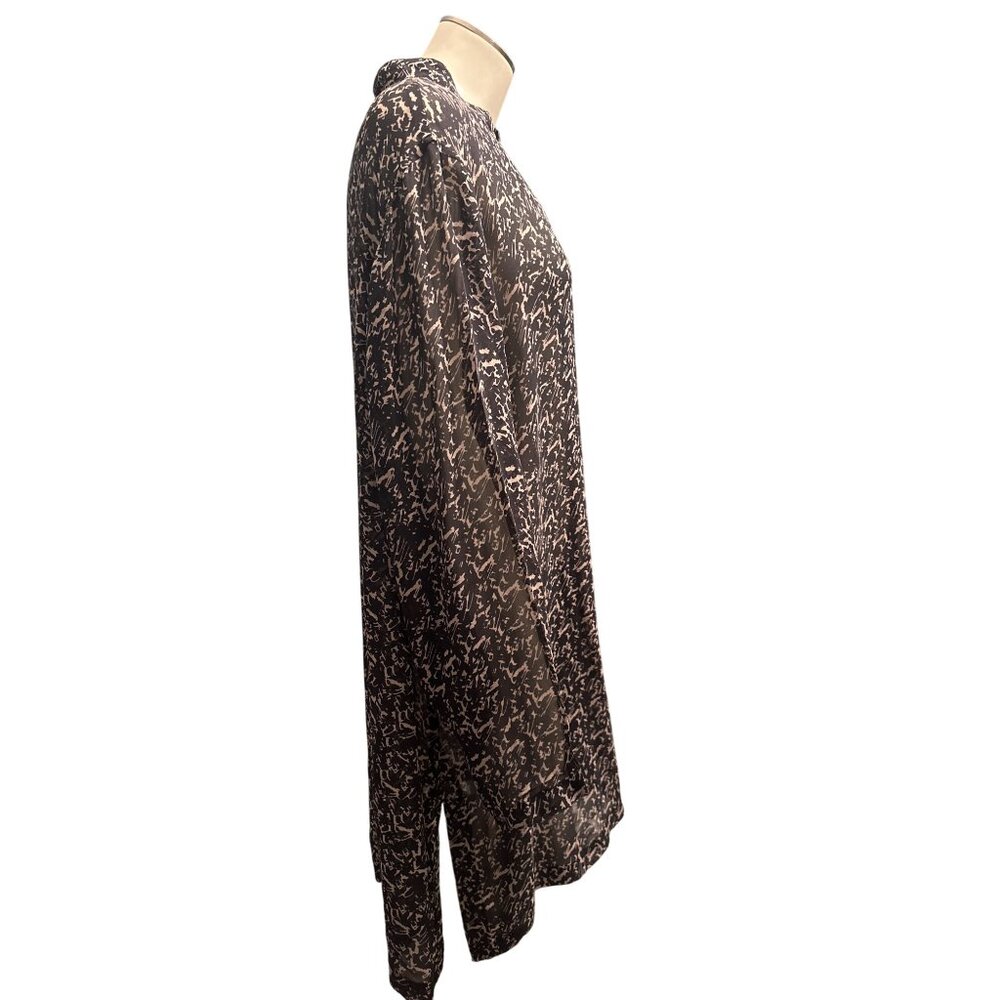 WinterSilks Size 2X Vintage Black Silk Top Sheer Abstract Print Euro Streetcore - Picture 6 of 9